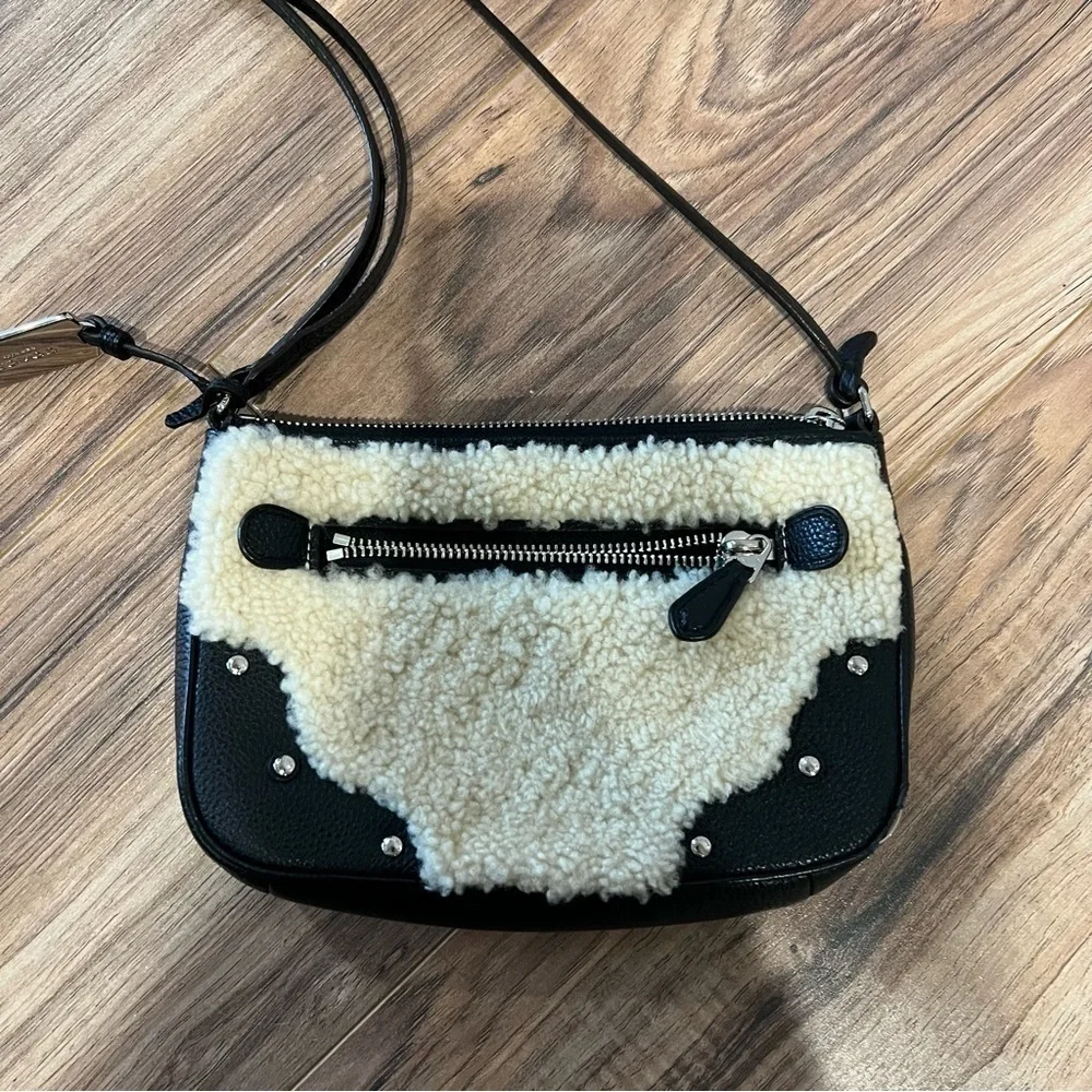 COACH Shearling Leather Rhyder Pochette Crossbody Bag